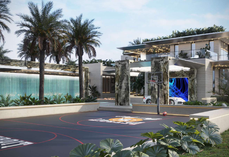 Brickell Drive waterfront development — basketball court rendering