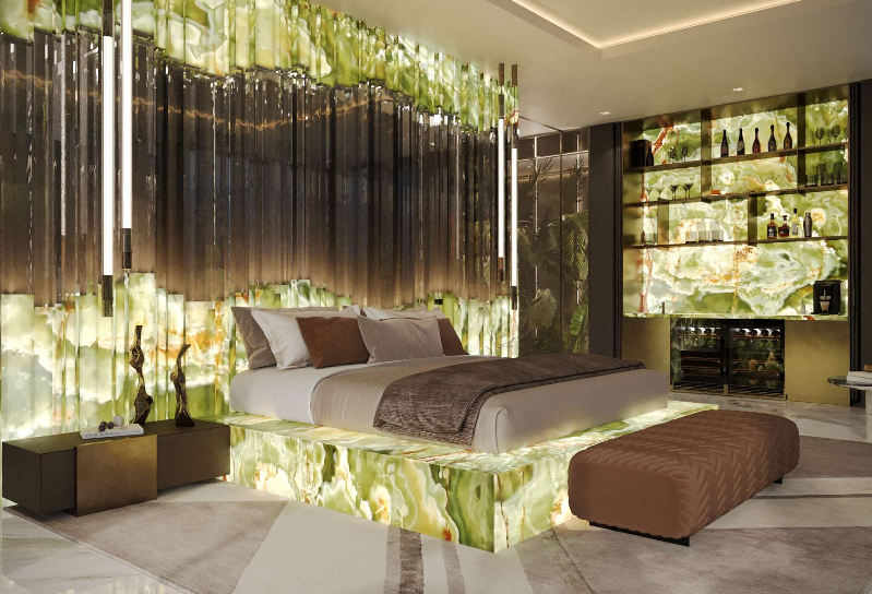 Brickell Drive waterfront development — primary bedroom rendering