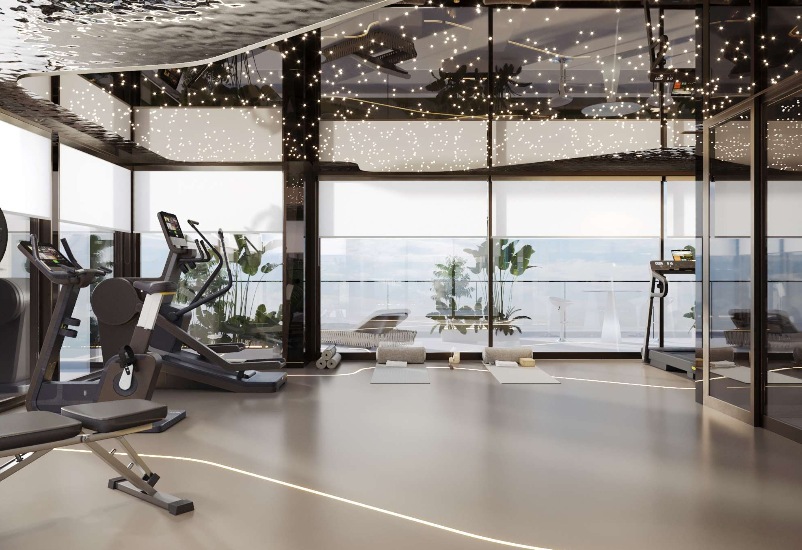 Brickell Drive waterfront development — private gym rendering