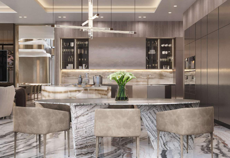 Brickell Drive waterfront development — kitchen rendering